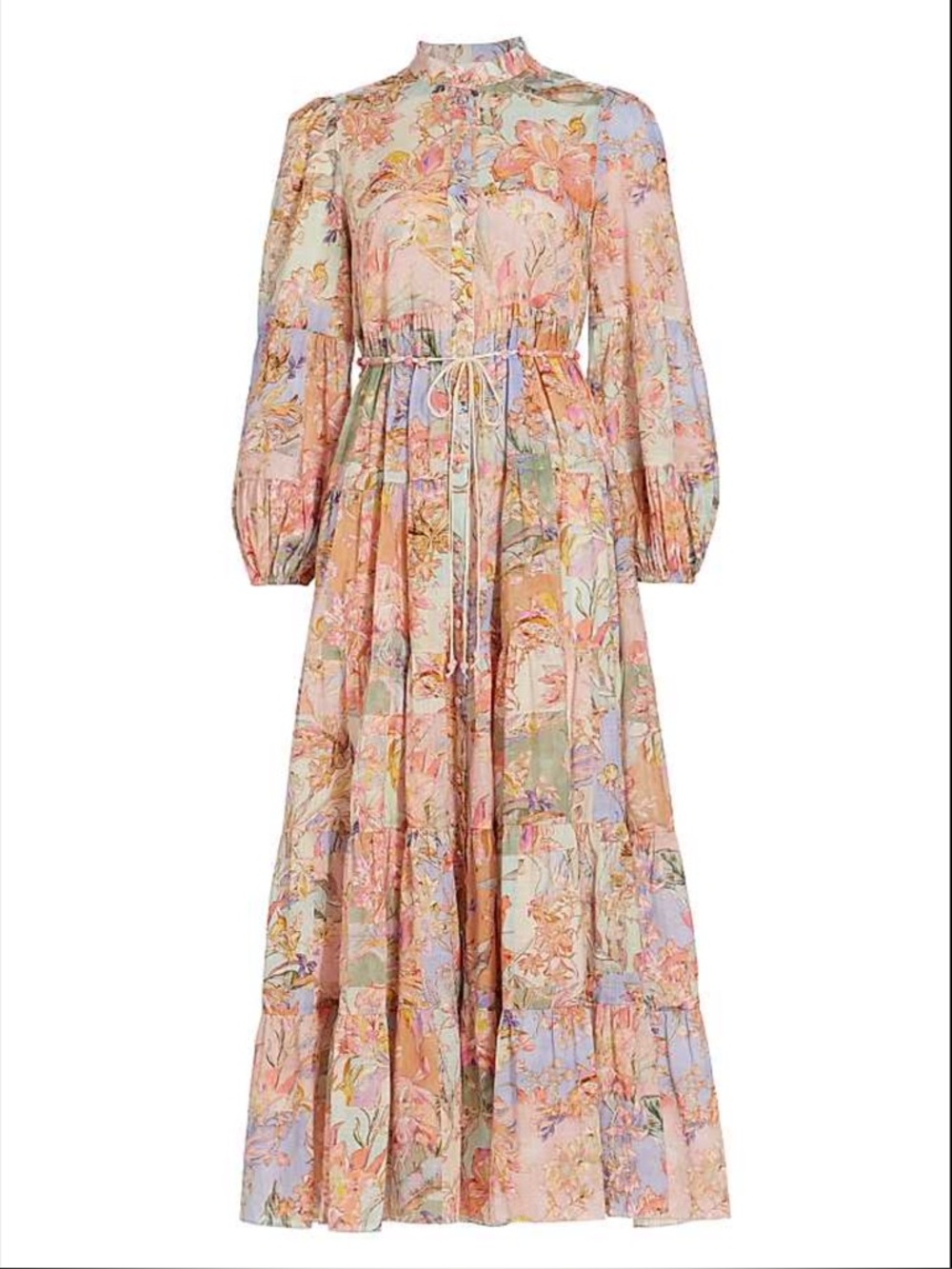 Zimmerman Ciara Tiered Cotton Tie-Waist Shirtdress